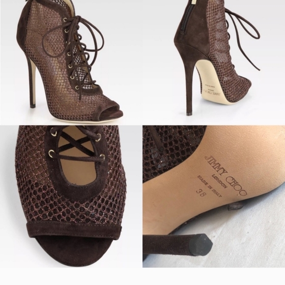 Jimmy Choo glitter mesh open toe booties - Picture 2 of 4